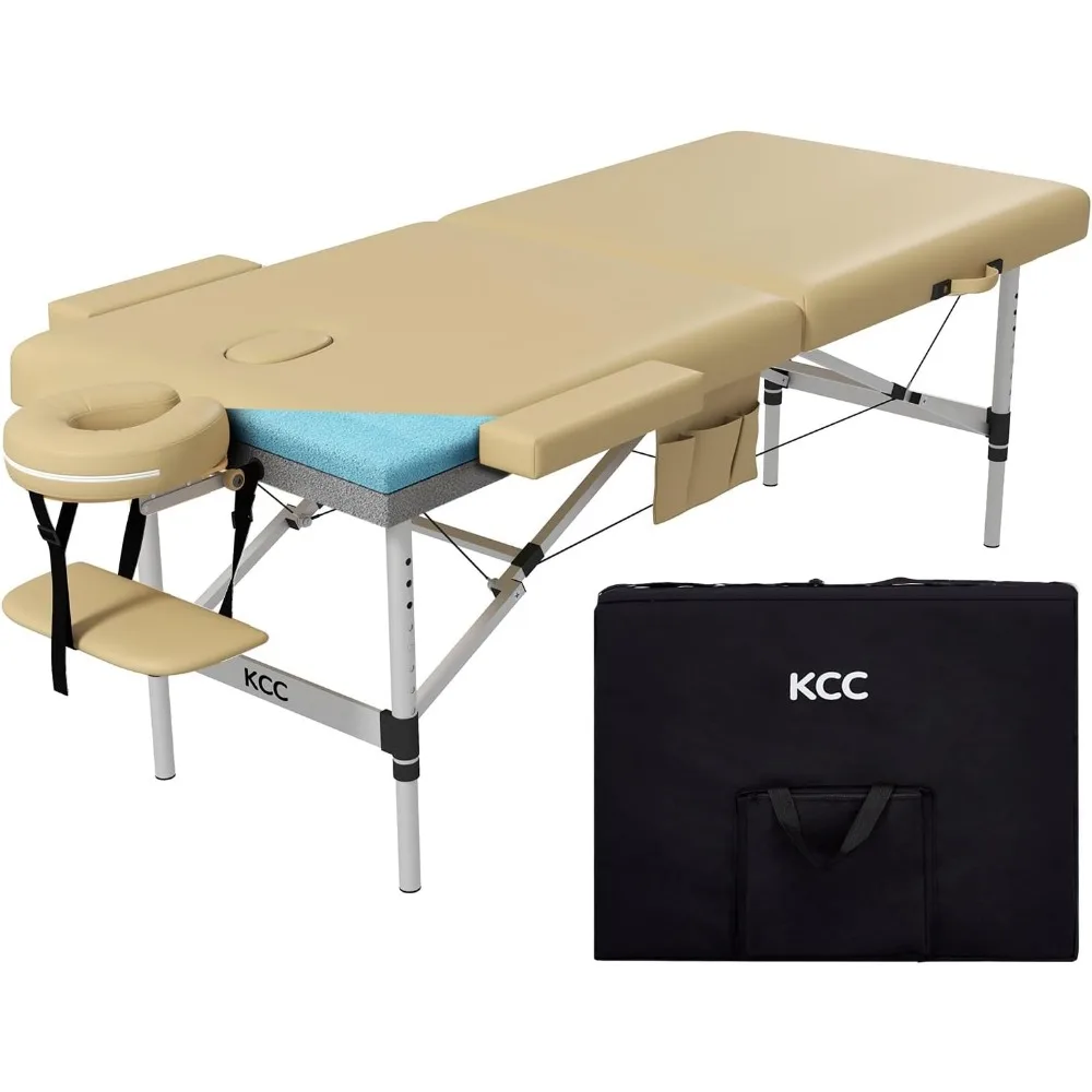 KCC-Table de massage en mousse à mémoire de forme, lit de massage pliable portable de qualité supérieure, réglable, 84 amarans de long, 28 pouces de large, maison et salon