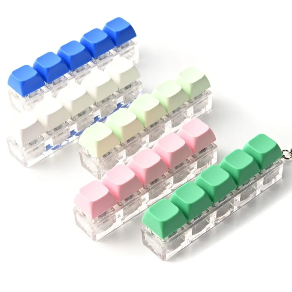 5 Keys Keycaps Keychain Toys Key Button Stress Relief Decompression Toys Pass The Time Gadget Keyboard Fidget Keychain Adult