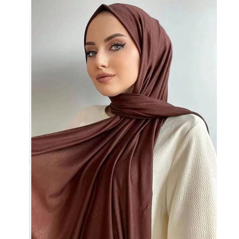 Sciarpa Hijab in jersey classico Sciarpe tinta unita in tinta unita Foulard avvolgente per la testa per donna