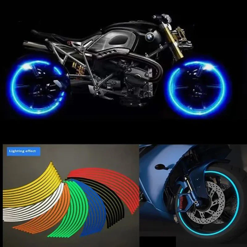 1 Set 7 colors car styling strips reflective motocross bike motorcycle wheel stickers for Kawasaki Z750 Z800 for Yamaha mt07