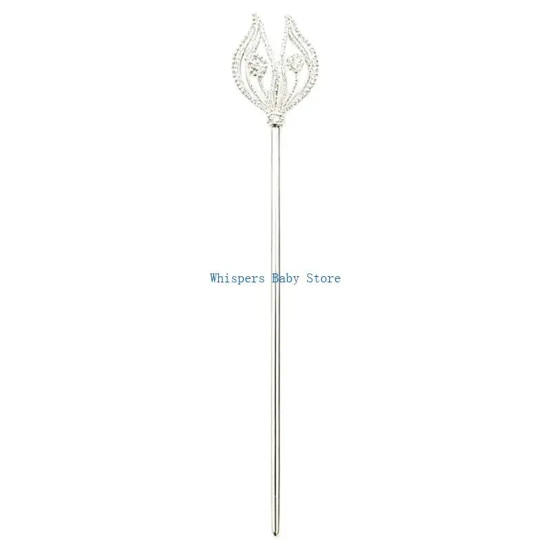 U90E Sparkling Royal Scepter with Rhinestones Decors Flower Wand For Stage Performances And Wedding Dance Ball Stage Prop