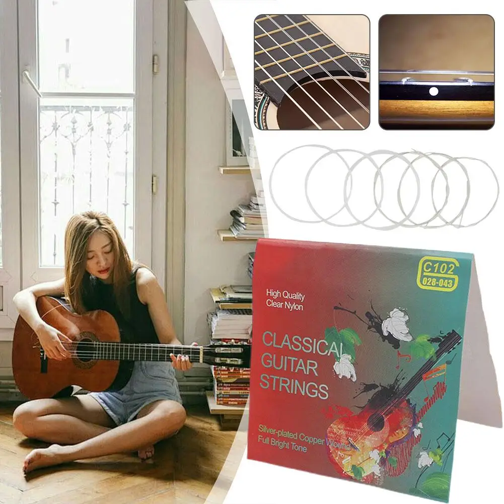 6pcs Guitar Strings Nylon Silver Strings Set For Classical Classic Guitar 1M 1-6 E B G D A E # Hot Selling Guitar Accessories