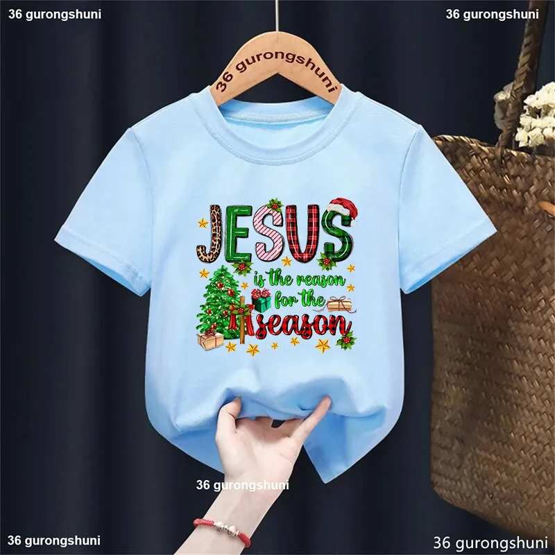 

Xmas Gift Kids Clothes Christmas It'S All About Jesus Graphic Printed T Shirt Girls/Boys Funny Santa Claus Solid Tshirt Tops