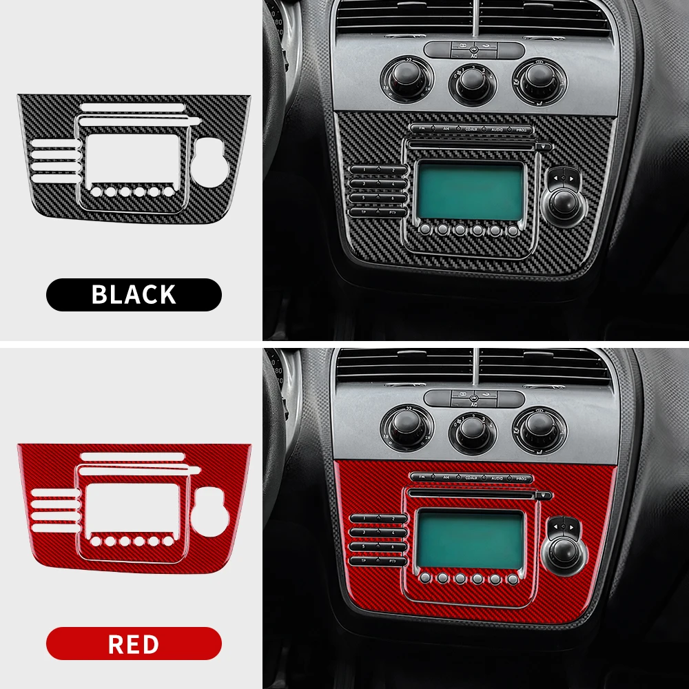 

LHD Car Center Console CD Panel Frame Black Carbon Firber For Seat Altea 2004 2005 2006 2007 2008 Car Accessories