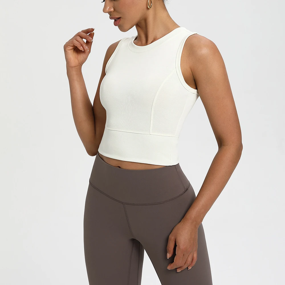 

‌Sandwashed Ribbed Sports Tank Top Women Naked Sensation Sleeveless Casual Wear Yoga Fitness Workout Cropped Ves