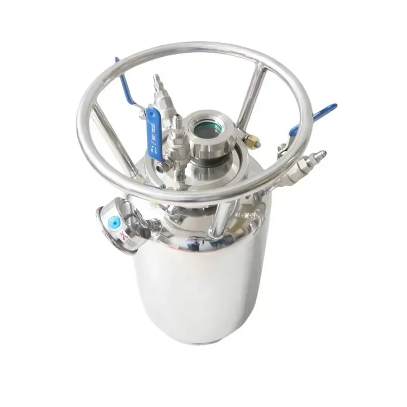 Stainless Steel Tri Clamp Recovery Solvent Tank With Safety Ring Handle and Flat Lid