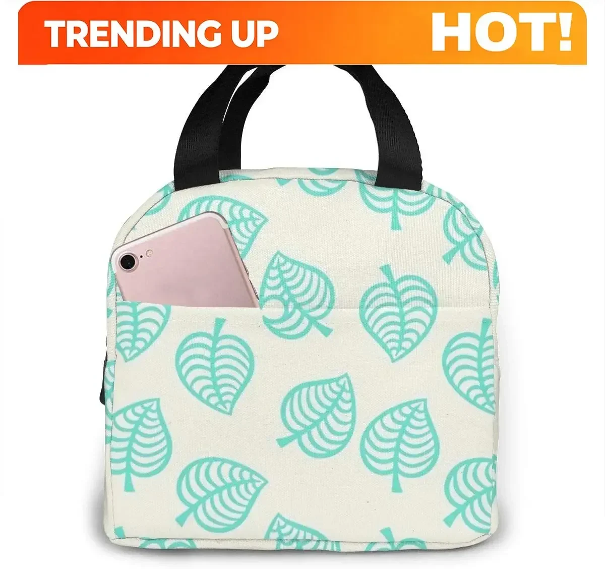 Custom Bag Custom Animal Crossing Leaves Leak Proof And Reusable Refrigerated Lunch Bag - Durable Compact School Lunch Box For W