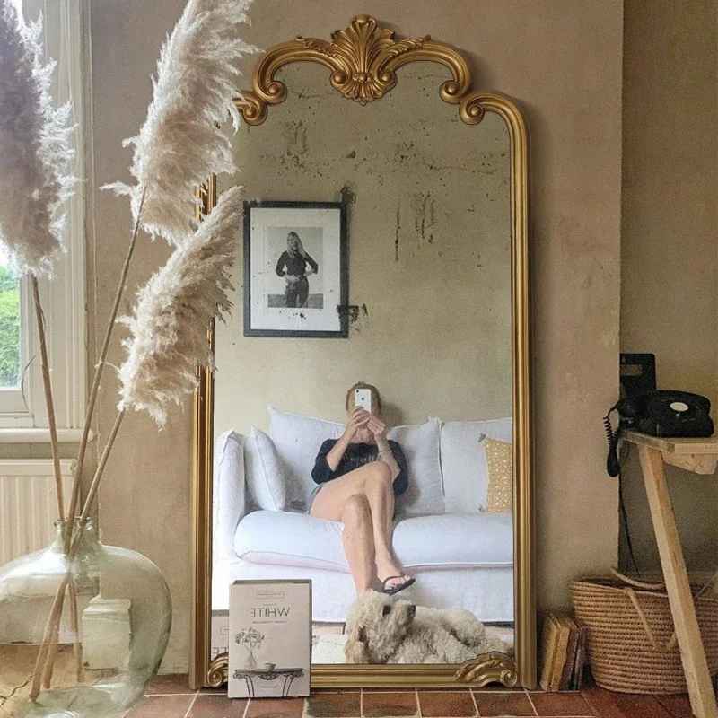 

Gold Frame Makeup Mirror Standing Large Modern Hall Living Room House Mirrors Bedroom Full Body Espejos De Piso Room Decoration