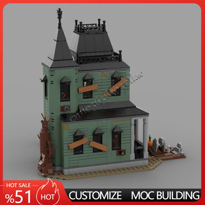 958 Parts MOC Medieval Haunted Mansion Modular Model Building Blocks DIY Sets Education Assembly Bricks Toys Kids Halloween Gift