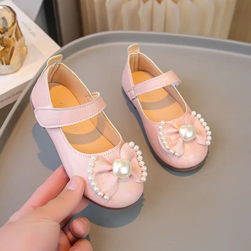 

2026 New Style Girls Leather Shoes Spring Autumn Soft Sole Bow Design Baby Kids Summer Shoes Stylish Children's Footwear