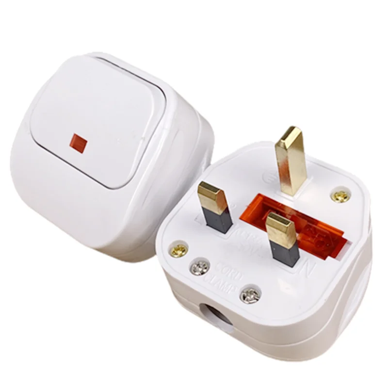 UK 3 Pin Switch 250V 13A AC Power Plug With Switch Male Electrical Socket Fused Connect Cord Overload Protection Adapter