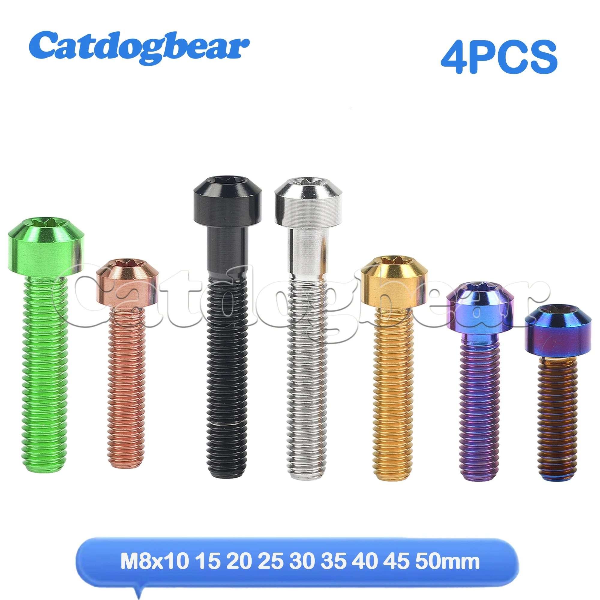 

Catdogbear 4PCS Titanium Bolt M8x10 15 20 25 30 35 40 45 50mm Torx T40 Screw Parts for Motorcycle Car Modification Parts