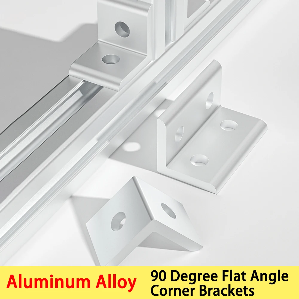 1/2pcs 90 Degree Flat Angle Corner Brackets Aluminum Alloy Corner Brace Fastener Wall Brackets Hanger For Shelves Table Chair