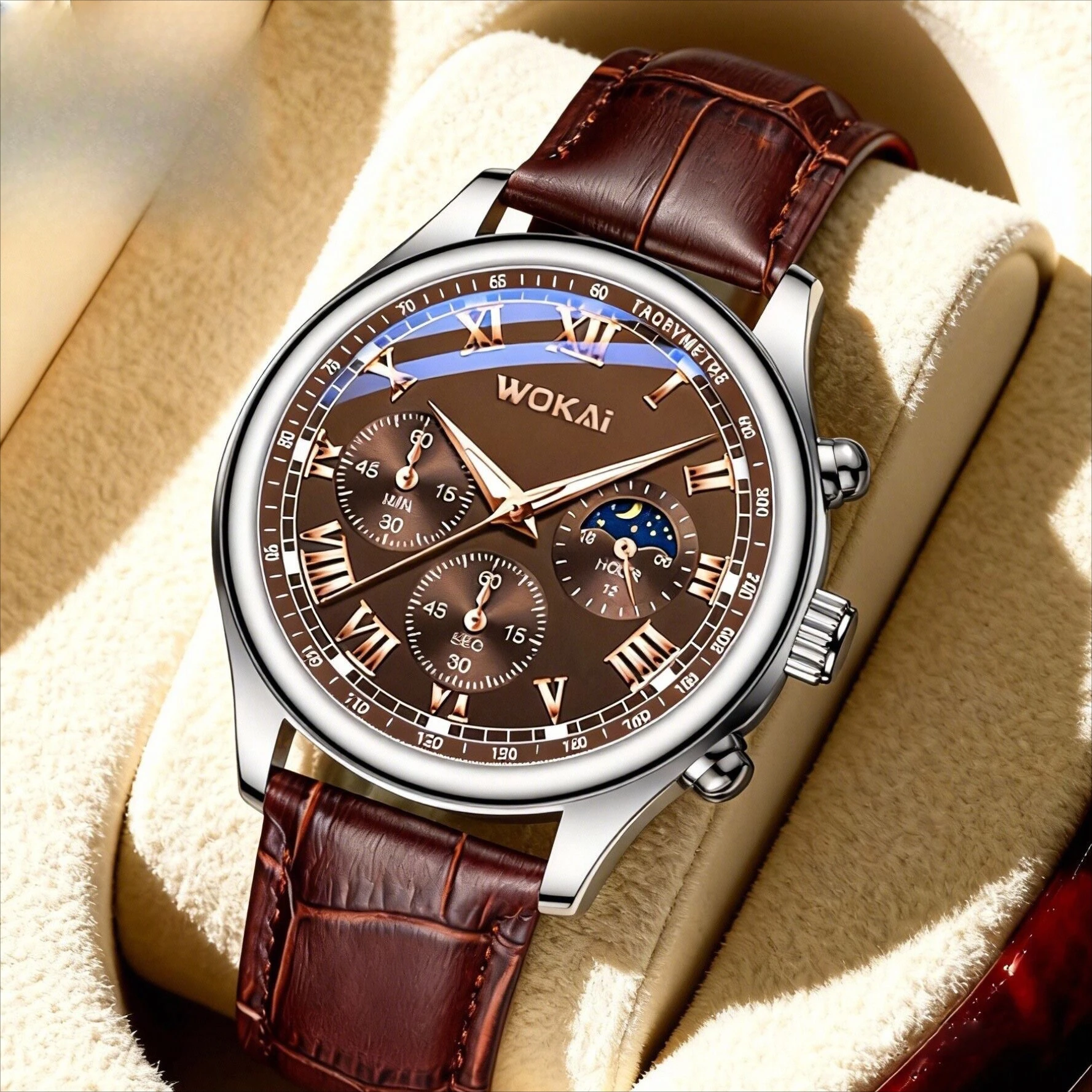 

Luxury Men Business Watches Fashion Leather Strap Round Dial Male's Analog Quartz Wristwatch Reloj Hombre（Without Box）