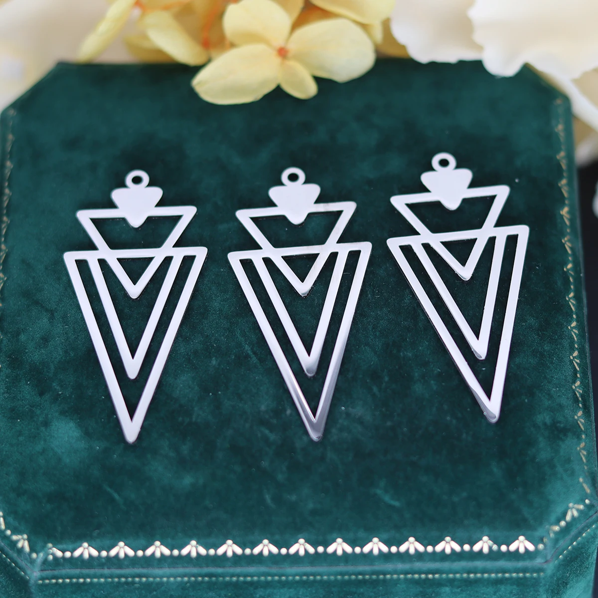 3pcs Geometric DIY Earring Charms Pendant Wholesale Stainless Steel Triangle Connectors Charm Jewelry Making