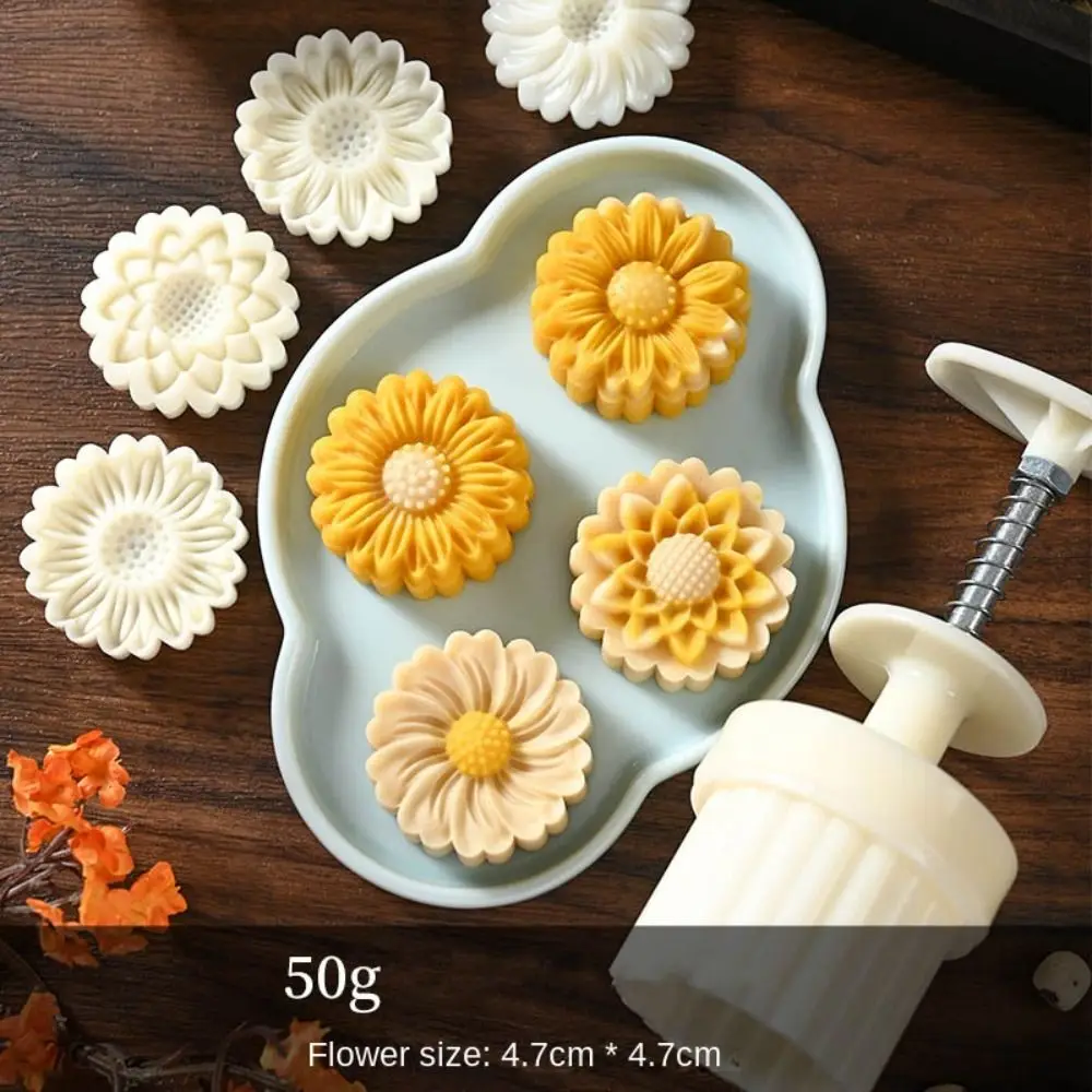 Mid Autumn Festival Round Mooncake Mold DIY Flower Shape Moon Cake Mould Fondant Cake Decoration Tools Sakura Pattern Stamps