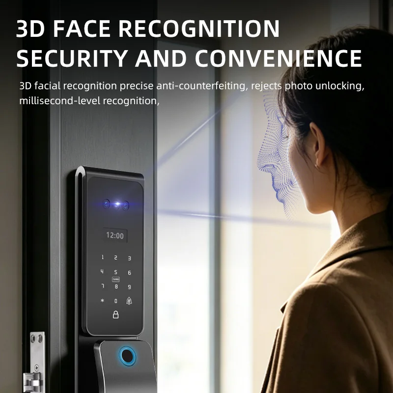 Yagu Smart Fingerprint Lock, 3D Facial Recognition, Numeric Password Lock, Active Video Intercom, Multilingual