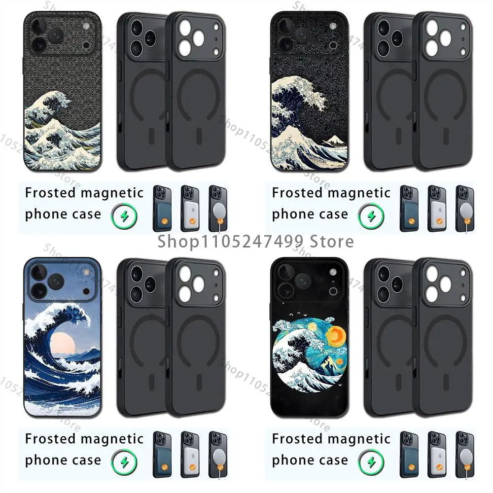 Custodia per telefono The Great Wave off K-Kanagawa per iPhone 17,16,15,14,13,12,11,Pro,Max,Plus,E,Air,Mini Magsafe magnetico satinato