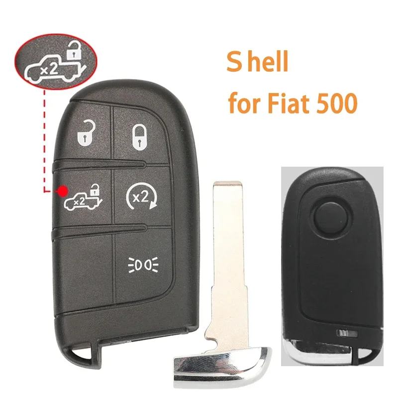 BB-Remplacement de clé de voiture à distance avec logo, coque 5B pour Fiat 500, 500L, 500X, Toro 2016, 2017, 2018, 2019, 2 boutons, lame SIP22