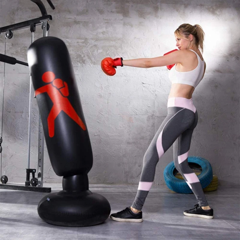 NEW-Inflatable Kids Punching Bag With Stand Inflatable Punching Bag For Practicing Karate Taekwondo Kids Adults Boxing Bag