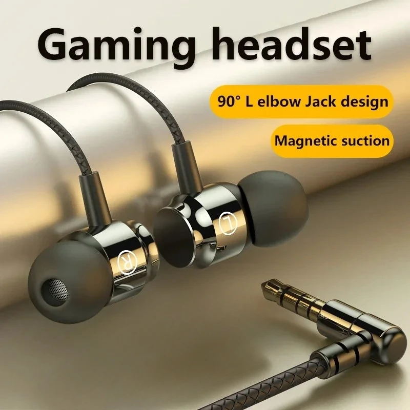 3.5mm Magnetic Wired Headphones In Ear Headset Wired Earphones with Mic Bass Stereo Earbuds Sports In-line Control For Phones