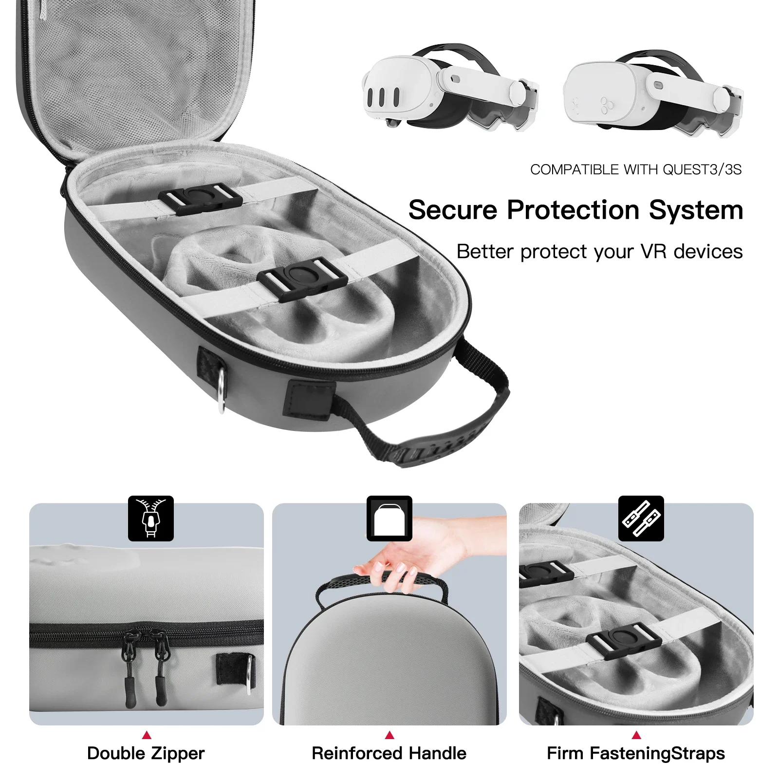 Étui de transport rigide, sac de rangement Portable résistant aux chutes, sac de transport de voyage pour Meta Quest 3/3S VR, accessoires de contrôleur de casque