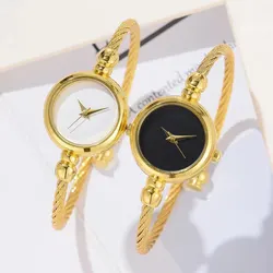 2PCS Fashion Luxury Women's Watch Gold Fine Strap Ladies Watch For Bracelet Montre Femme Female Wrist Watch Women Clock Relojes