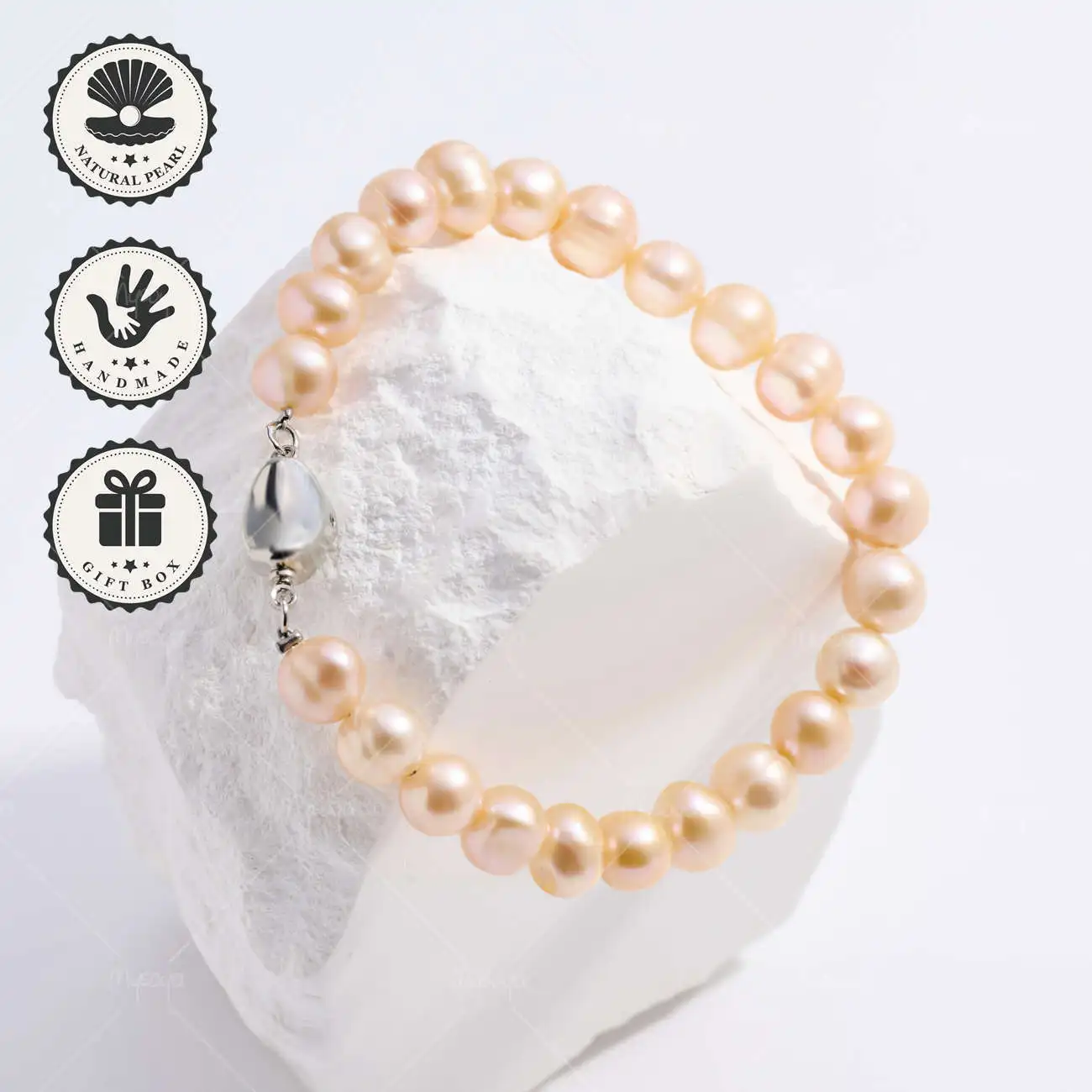 

Браслет MYSOYA с розовым пресноводным жемчугом 8-9 мм с застежкой-слиткой, подарочной коробкой, идеальный подарок на день рождения и годовщину