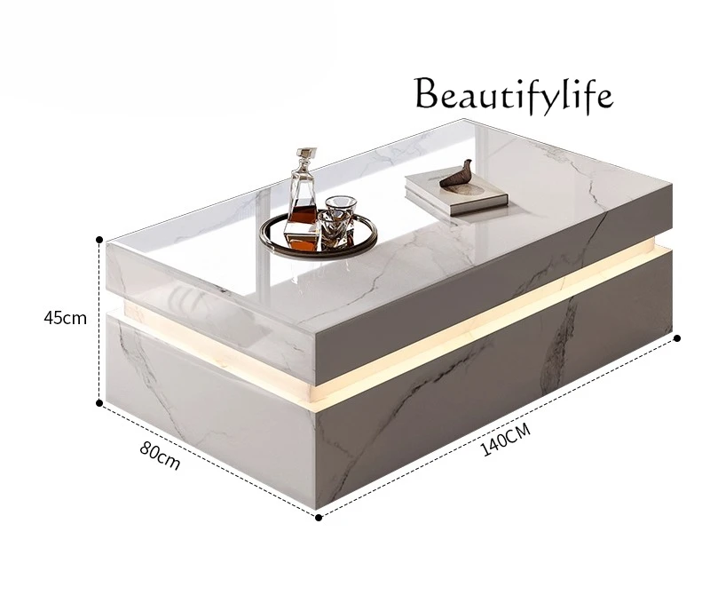 

Coffee table living room light luxury high-end family high-end minimalist large flat design household coffee table