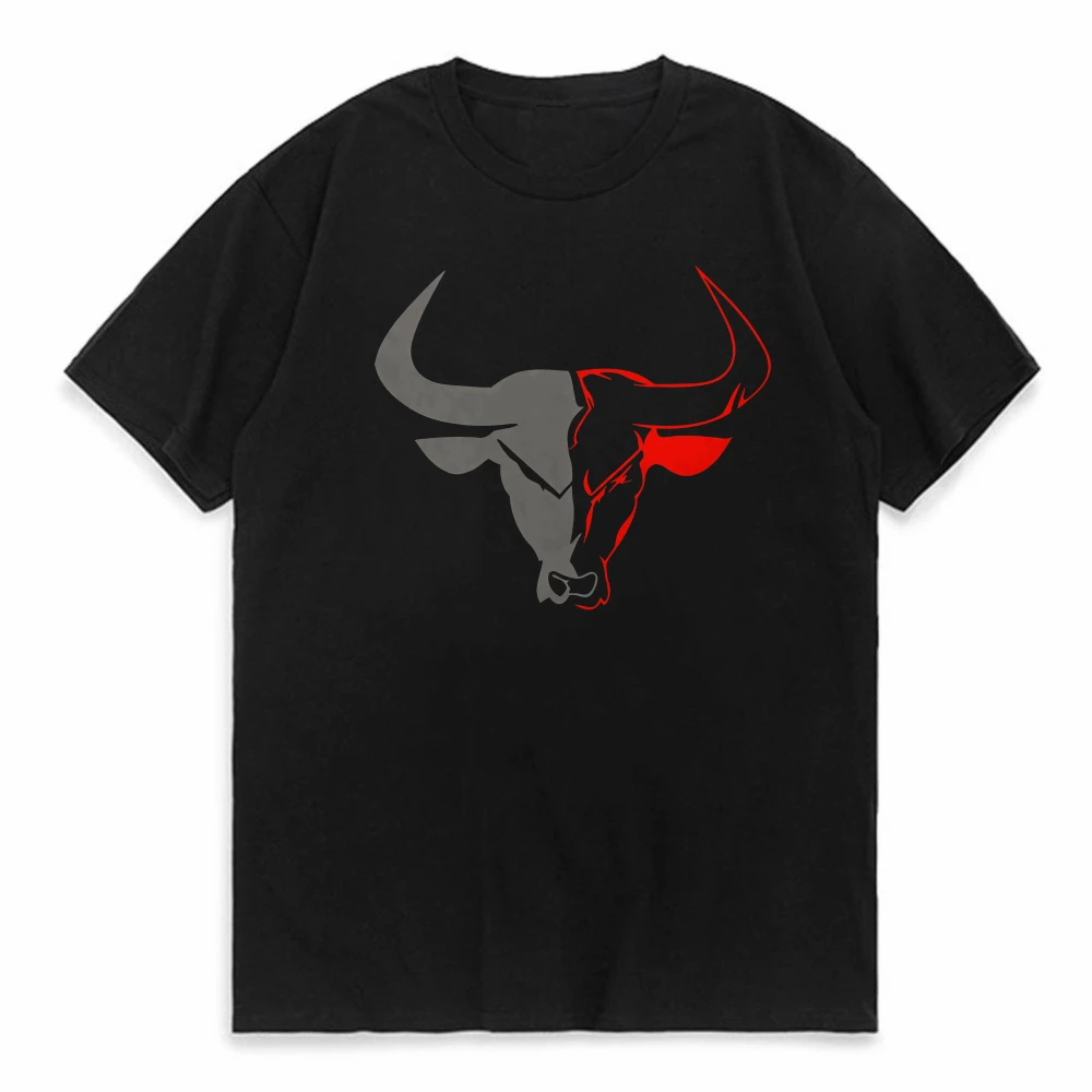 تي شيرت رجالي صيفي من القطن الخالص كاجوال فضفاض رياضي بنمط بيرتون مطبوع برقبة دائرية وأكمام قصيرة