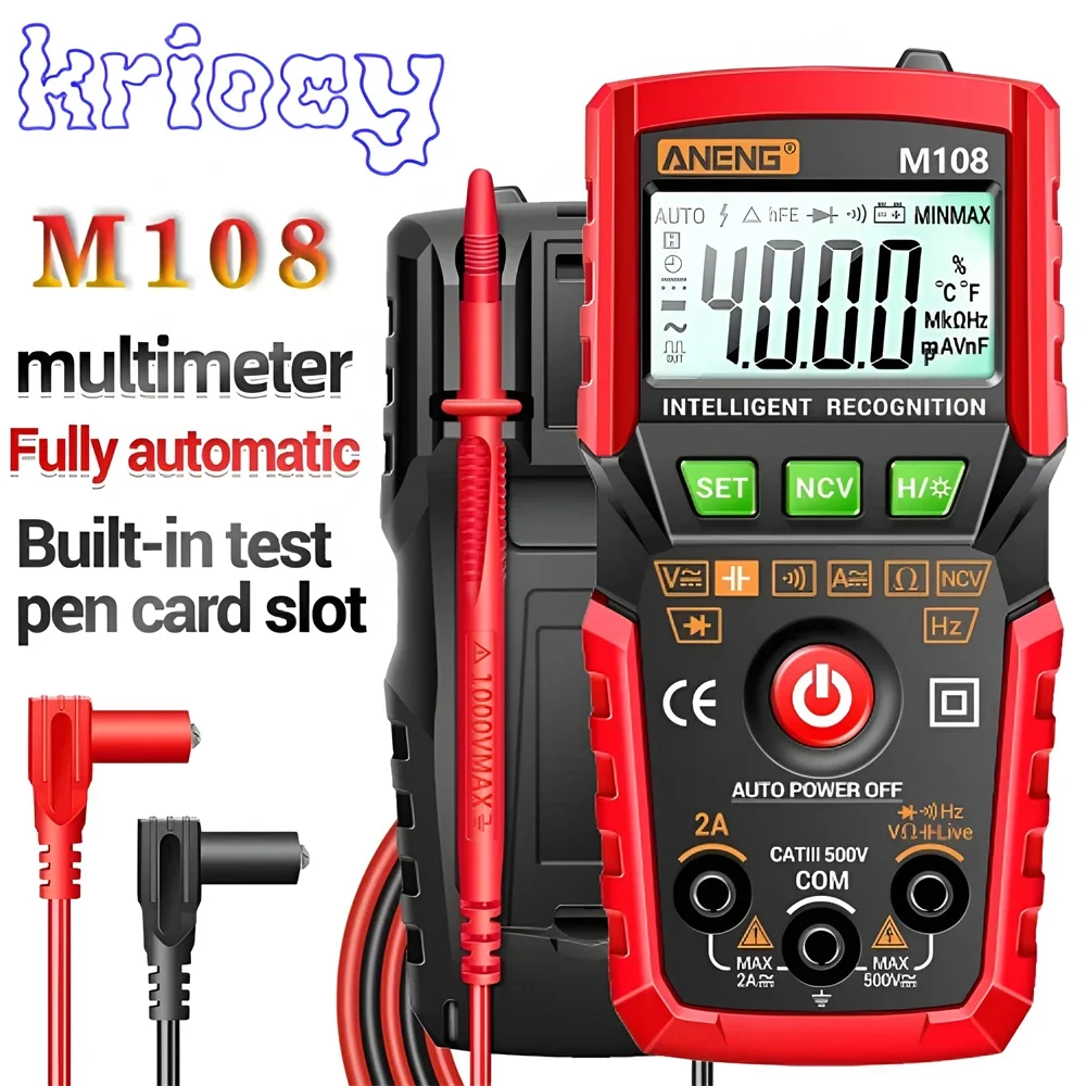 ANENG M108/M107 Mini Digital Multimeter 4000 Count AC/DC Electrical Instruments Tester Auto Multimetro Digital Profesional Meter