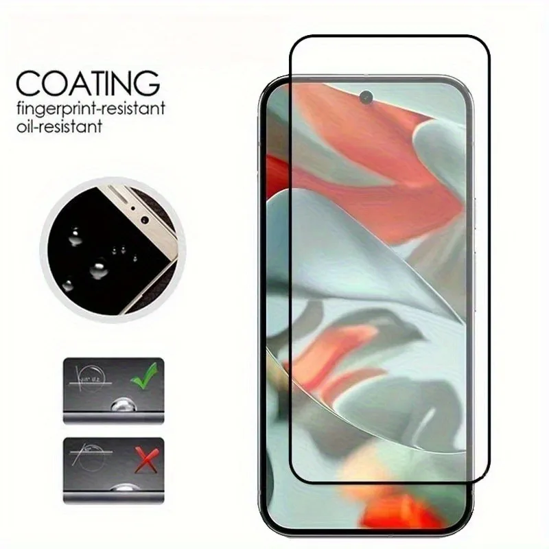 2 Unids. Protector de Pantalla de Vidrio Templado para Google Pixel 9a 8 7 6 Pro 5 4 XL Cobertura Completa Transparente Anti-Huellas Anti-Rayaduras 3