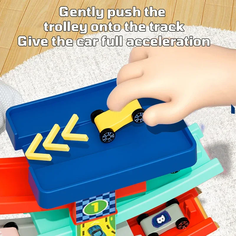 Pista scorrevole Auto Mini Auto Inerzia Ragazza Bambino Ragazzo di 3 anni Giocattolo Puzzle multistrato Scivolo Auto da corsa Pista educativa per i bambini