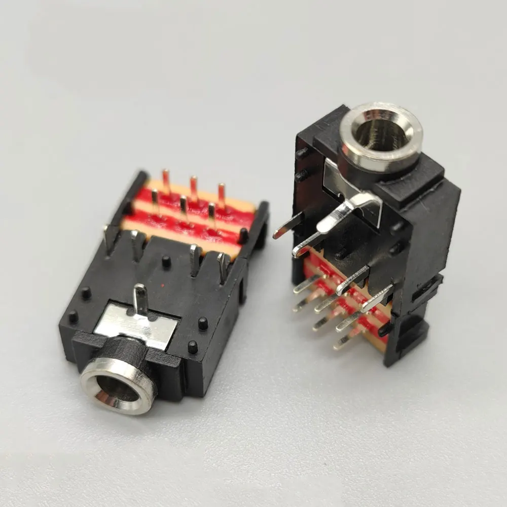 1Pcs PJ-307 3.5mm 11Pin Jack Dual Track Stereo Audio Headphone Socket 11-Pin Female Connector with Switch PJ307 3.5MM