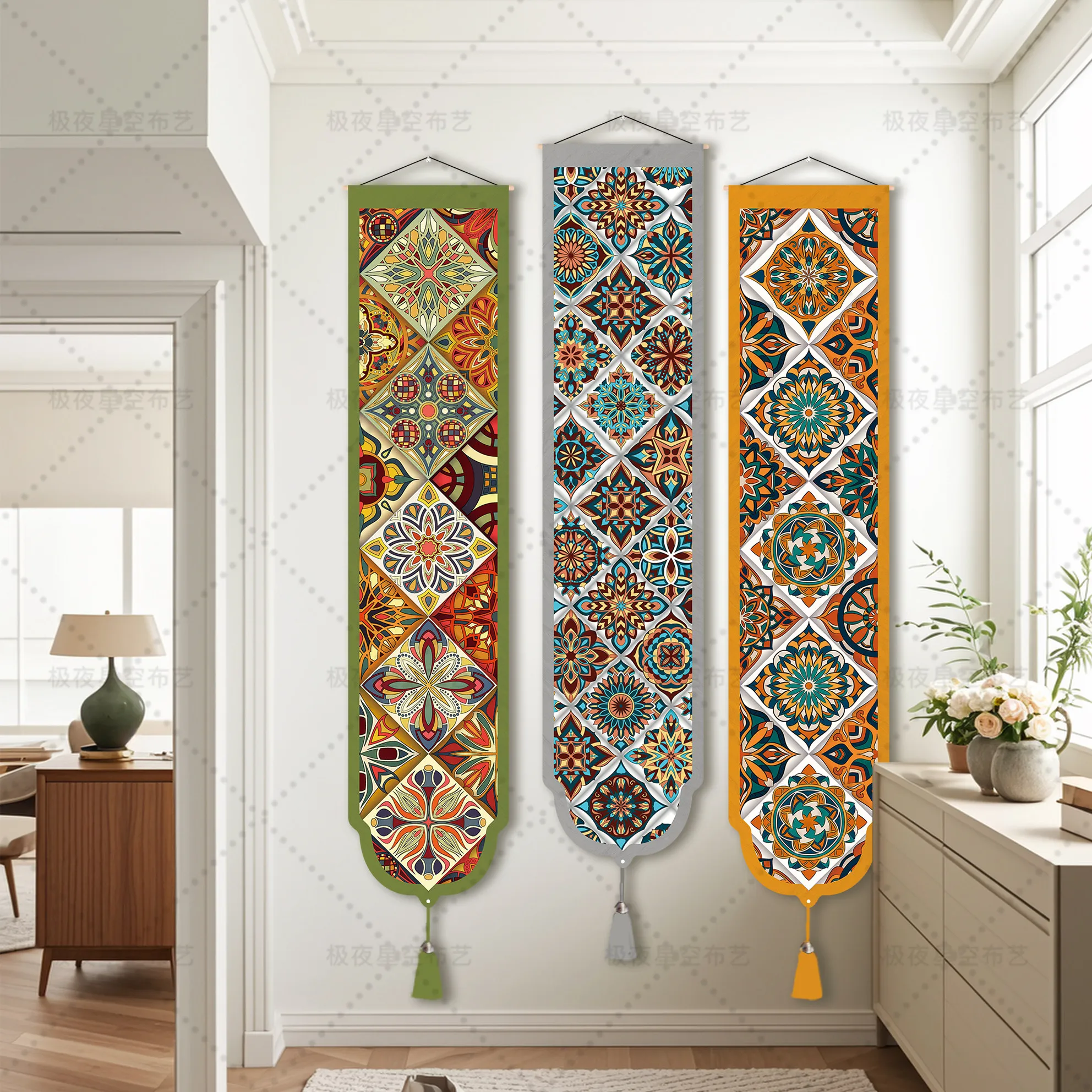 Bohemian Wall Tapestry - Ethnic Geometric Mandala Art, Vintage Room Decor for Living Room and Hotel, Wall Hanging Decor