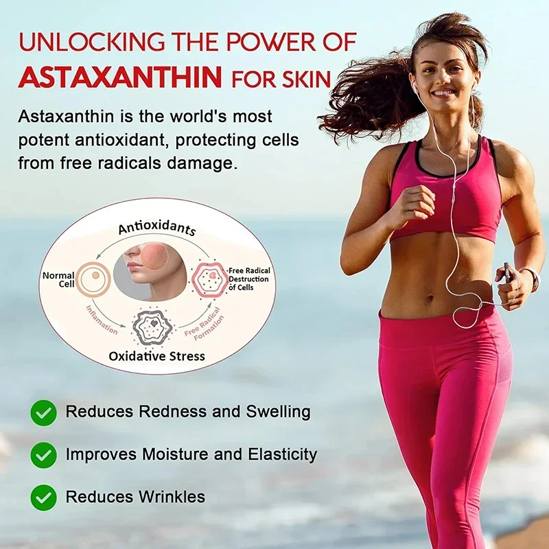 Cápsulas de astaxantina 24mg - com óleo de semente, Ashwagandha - apoia cardiovascular, olhos, articulações, saúde da pele, antioxidante