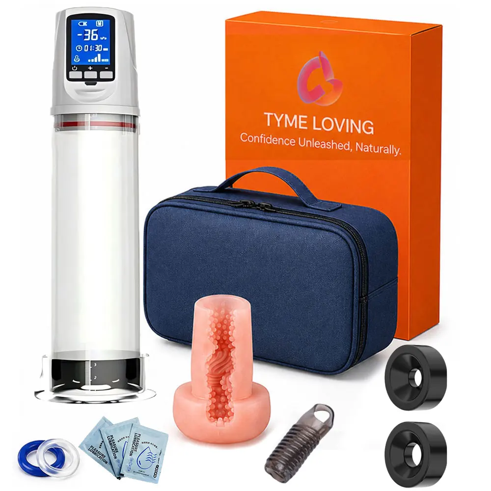 Electric Penis Pump Vacuum Therapy System Automatic Pressure Control LCD Display Men Enlargement Device Silicone Sleeve Gift Set