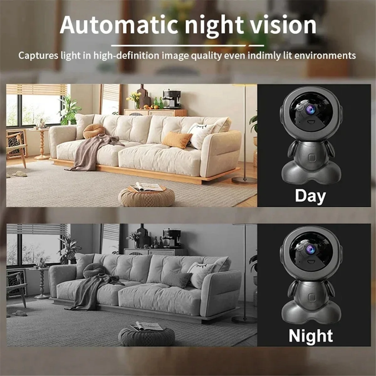 

RISE 2MP Wireless Wifi Camera Auto Tracking AI Human Detect Baby Monitor HD Wireless Robot Surveillance Cmaeras SmartHome(US)