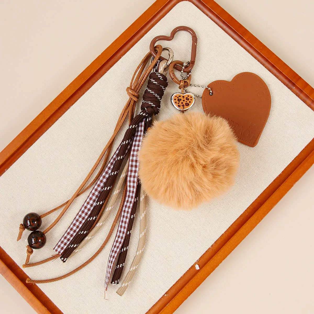 Japanese & Korean Style Love Ball Bag Pendant with Nameplate Fashion Keychain Car Key Accessory - Unique Gift Decoration