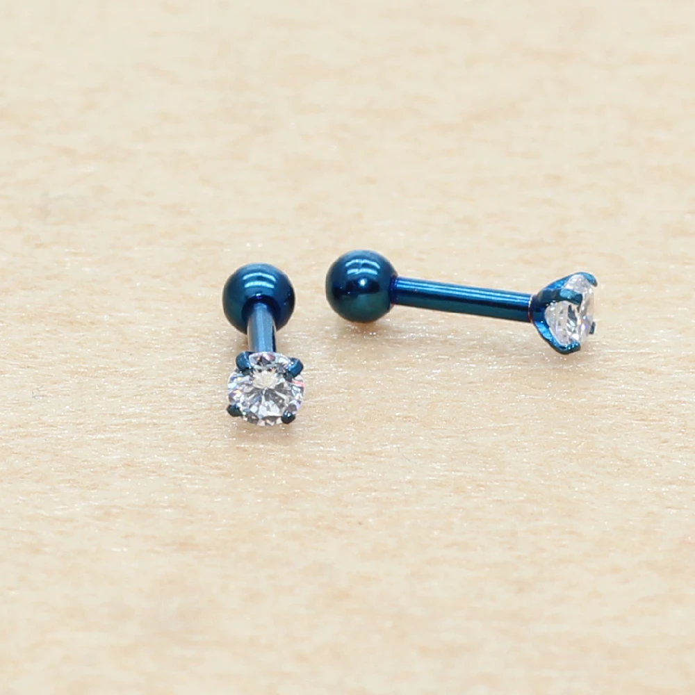 3mm Bunte Ohrstecker mit Schraubverschluss aus Edelstahl, klassisch goldfarben, AAA runder Zirkon – Detail 13