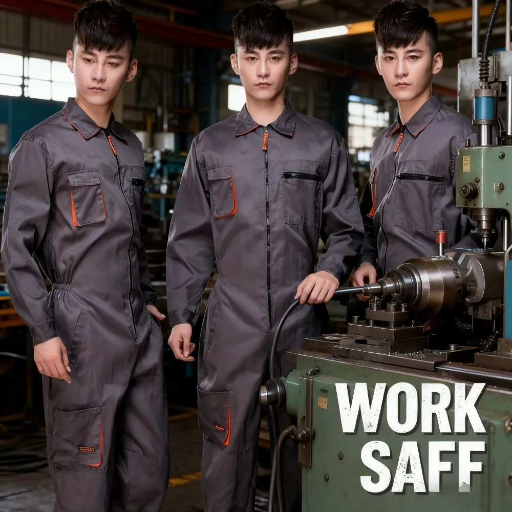 

Men's Car Mechanic Jumpsuit Is A Durable Cotton Jumpsuit with A Zipper and Bag Suitable for Car Repair Workers in 4S Stores