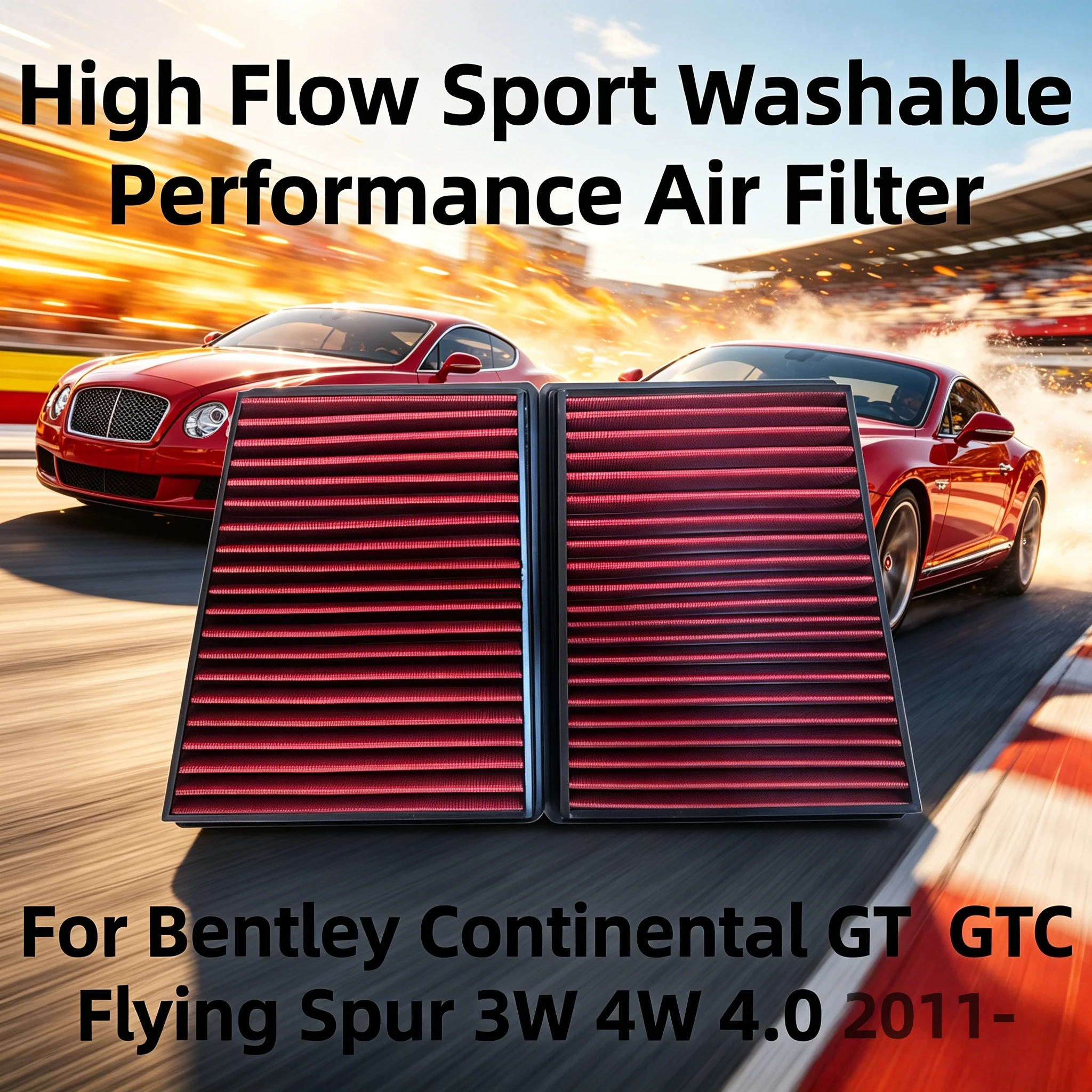 

High Flow Sport Washable Performance Air Filter For Bentley Continental GT GTC Flying Spur 3W 4W 4.0 V8 AWD FLEX 2011- FB848-20
