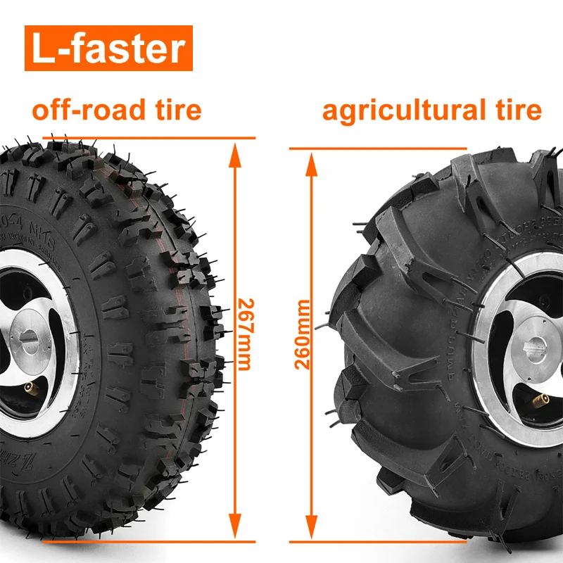 Kit di conversione motore per giardino frutteto, carrello tosaerba elettrico, 4WD fai da te più veloce a L, ruota da 10 pollici, attrezzi agricoli,