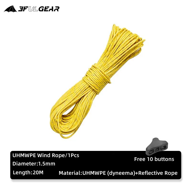 3F UL GEAR Outdoor 2/1,5 mm 20 Meter Dyneema Reflektierendes Seil Campingzelt Nylon UHMWPE Windseil – Detail 2