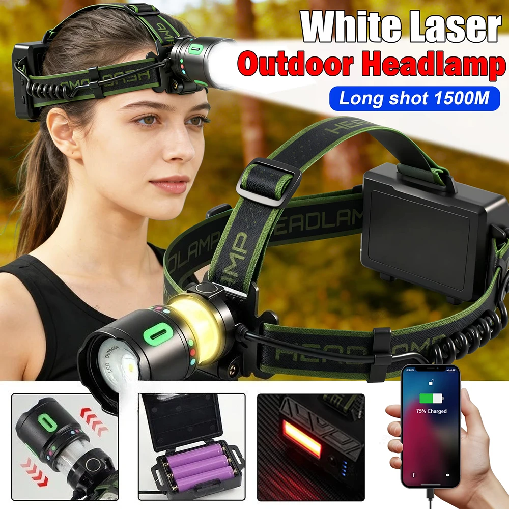 

Мощный светодиодный налобный фонарь, водонепроницаемые, перезаряжаемые через USB, налобный фонарь с возможностью масштабирования, длительный срок службы батареи, налобный фонарь, уличный прожектор