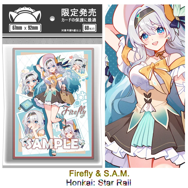 

60 шт., аниме-игра Honkai: Star Rail Firefly & S.A.M, рукава для карт, OPCG PTCG, коллекционные карты, блестящий защитный чехол