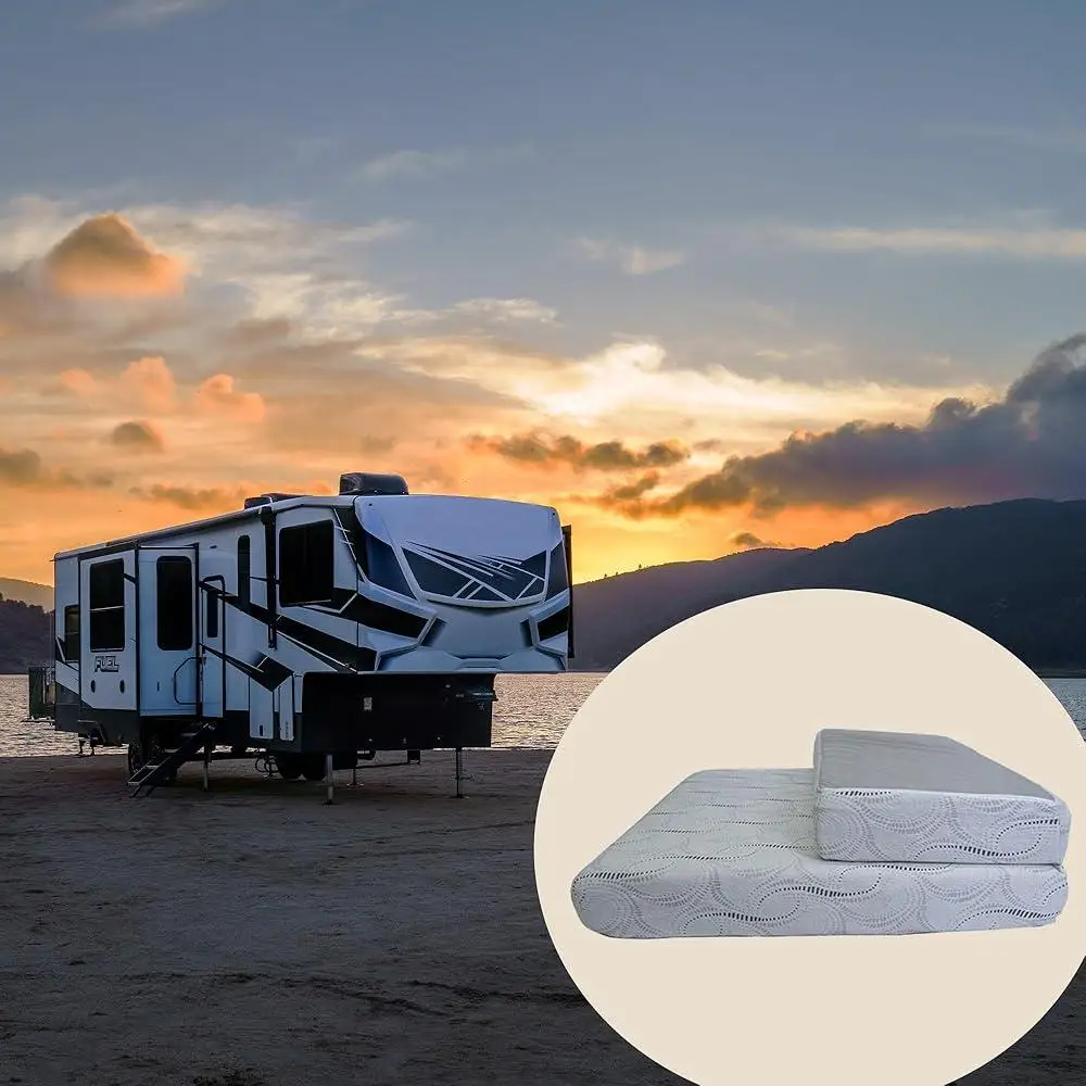 Comodo materasso corto Queen bifold per camper in memory foam Materasso di supporto pieghevole da 8 pollici Camper e rimorchi Campeggio per dormire