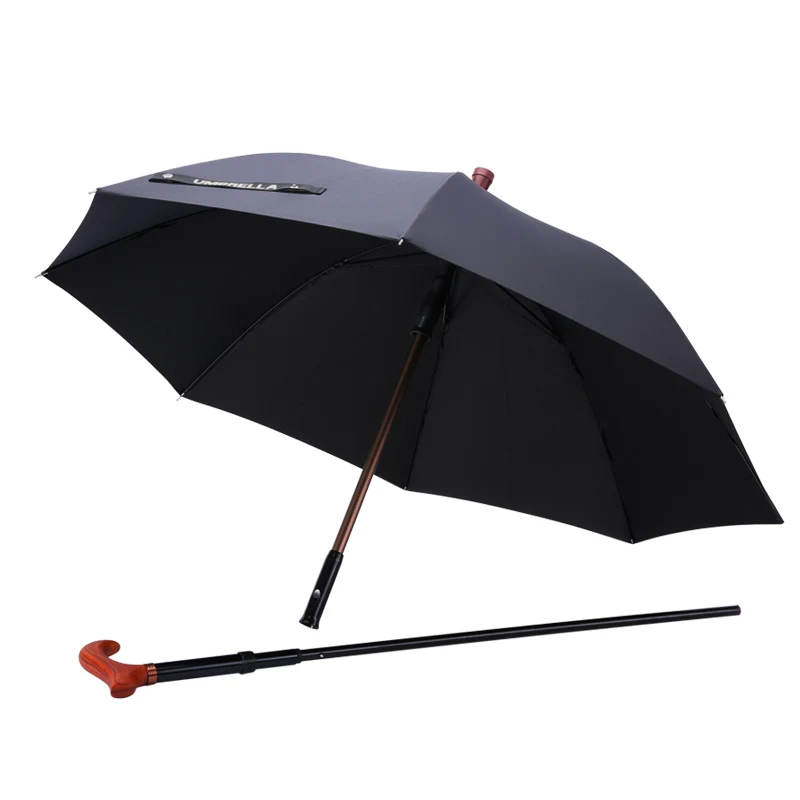 Multi-function Big Umbrella Rain Women Sun Long Handle Umbrella Windproof Crutch Mountaineers Rain Umbrellas Old Men Gift SY315