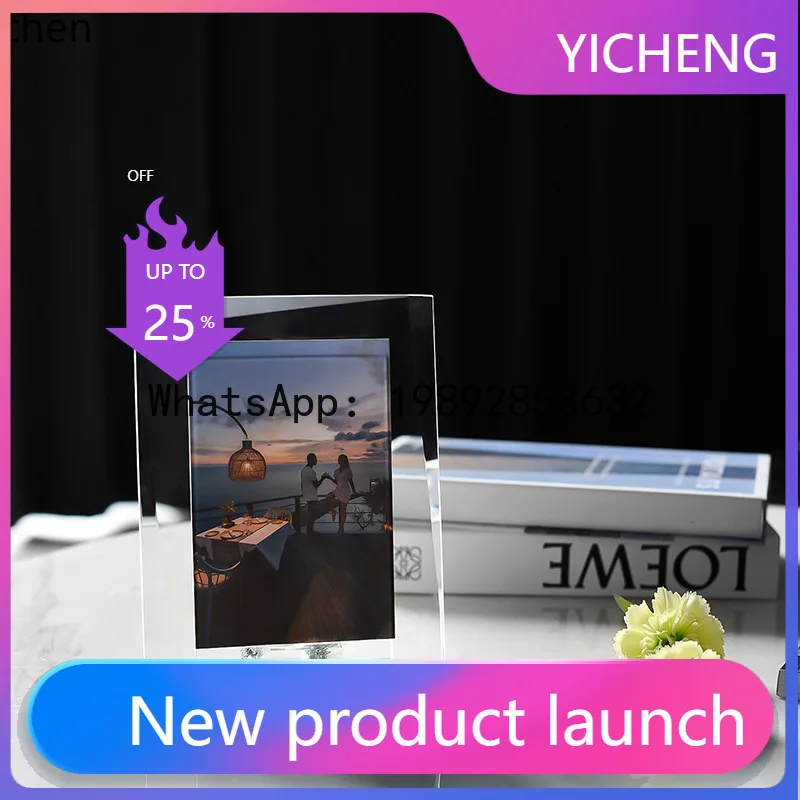 

ZZ 6inch Simple and Elegant Crystal Photo Frame for Bedside Table, Office Desk, Study, Wedding Decoration