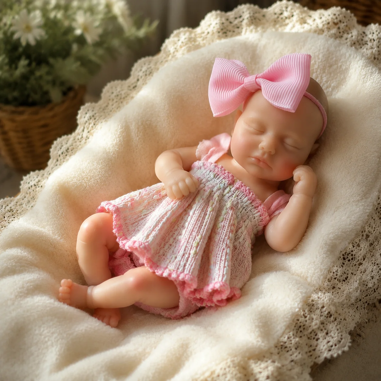 6 Inch Pascale Full Silicone Reborn Baby Doll Closed Eyes Dark Skin Tone Lifelike Hand Painted Realistic Collectible Gift